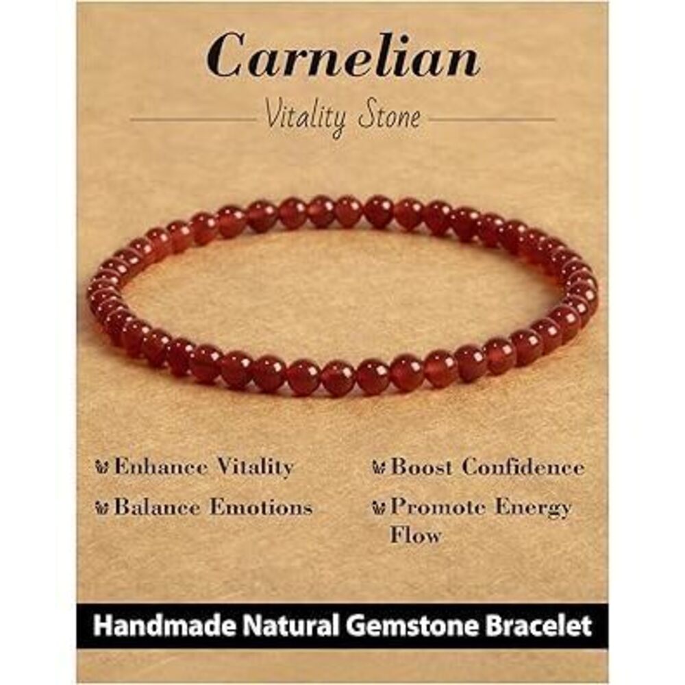 4Mm Natural Gemstone Beaded Bracelet, Healing Crystal Yoga Bracelets For Women &